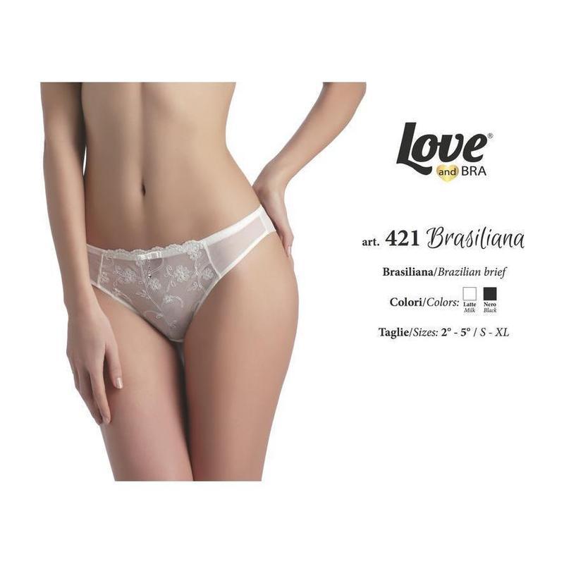 Slip donna modello brasiliana Sexy Love raffinato micro tulle ricamata con ciondolo con strass 421