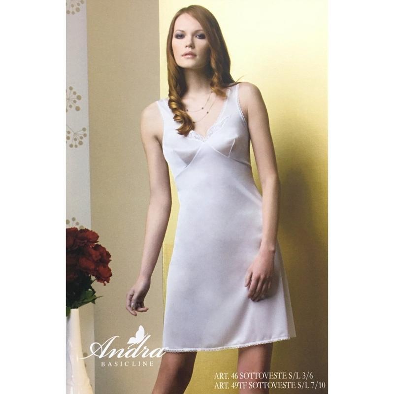 Sottoveste donna Andra spalla larga con fantasia sul decolletè 46-49TF