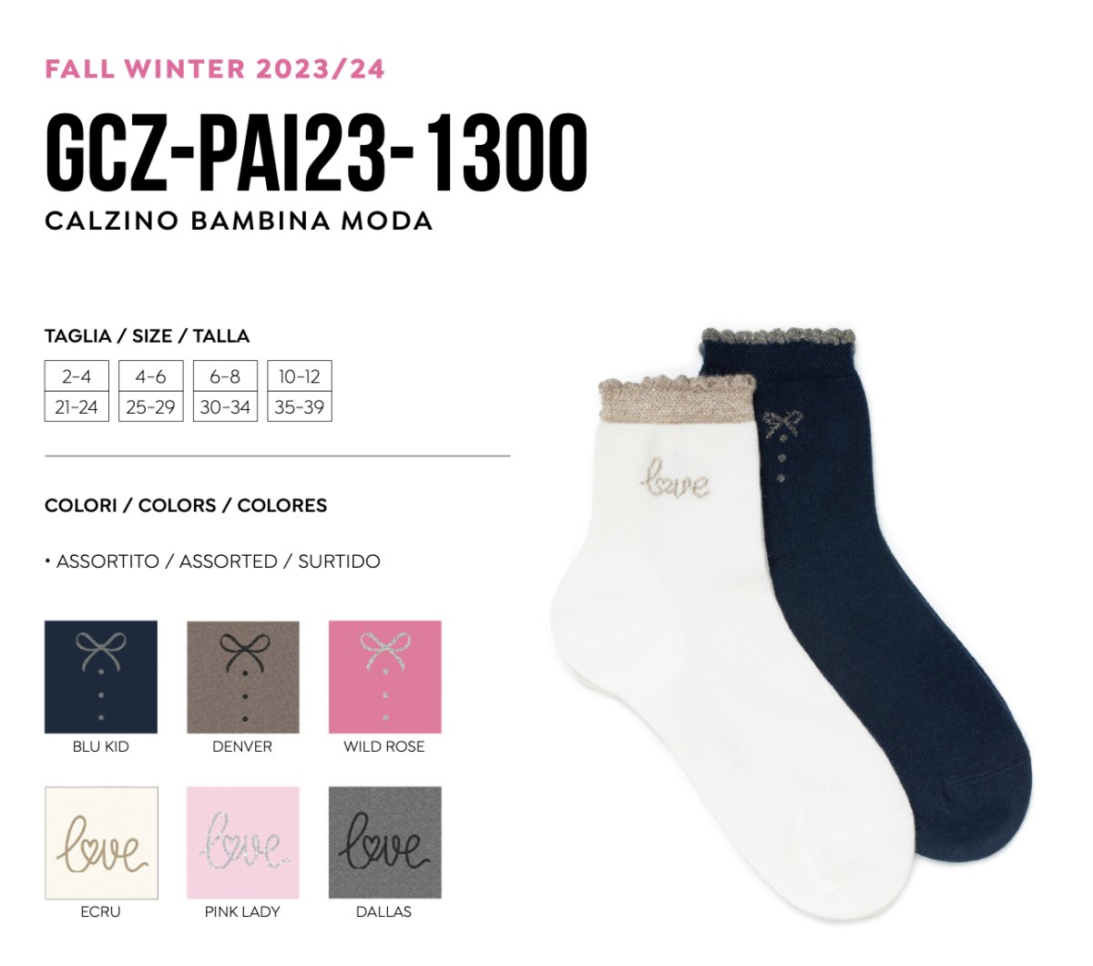 Calze corte bimba in caldo cotone Pezzini GCZ-PAI231300 - Caos Intimo Donna - Uomo - Bambini - Casa - Pezzini