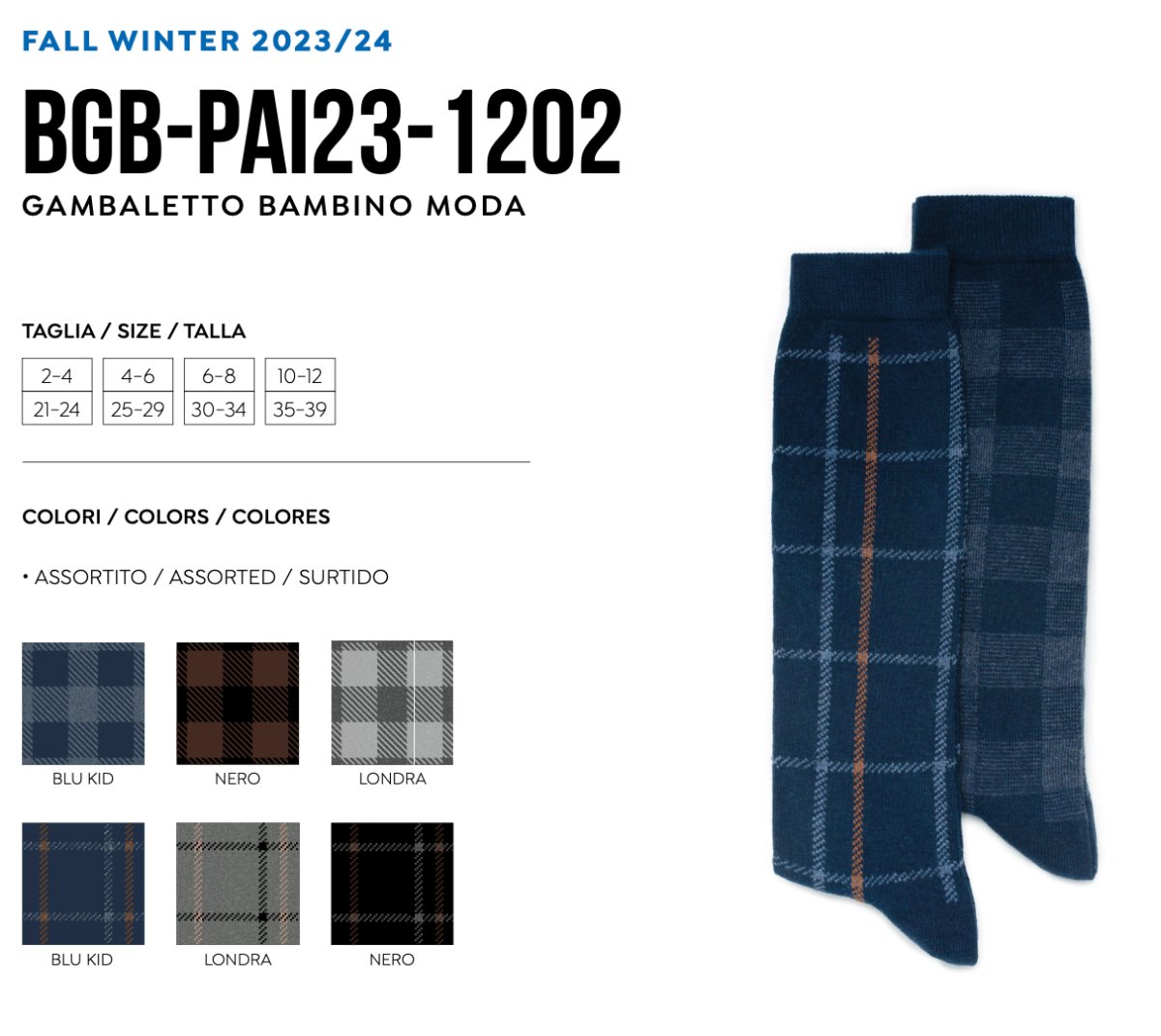Calze lunghe bimbo in caldo cotone Pezzini BGB-PAI231202 - Caos Intimo Donna - Uomo - Bambini - Casa - Pezzini