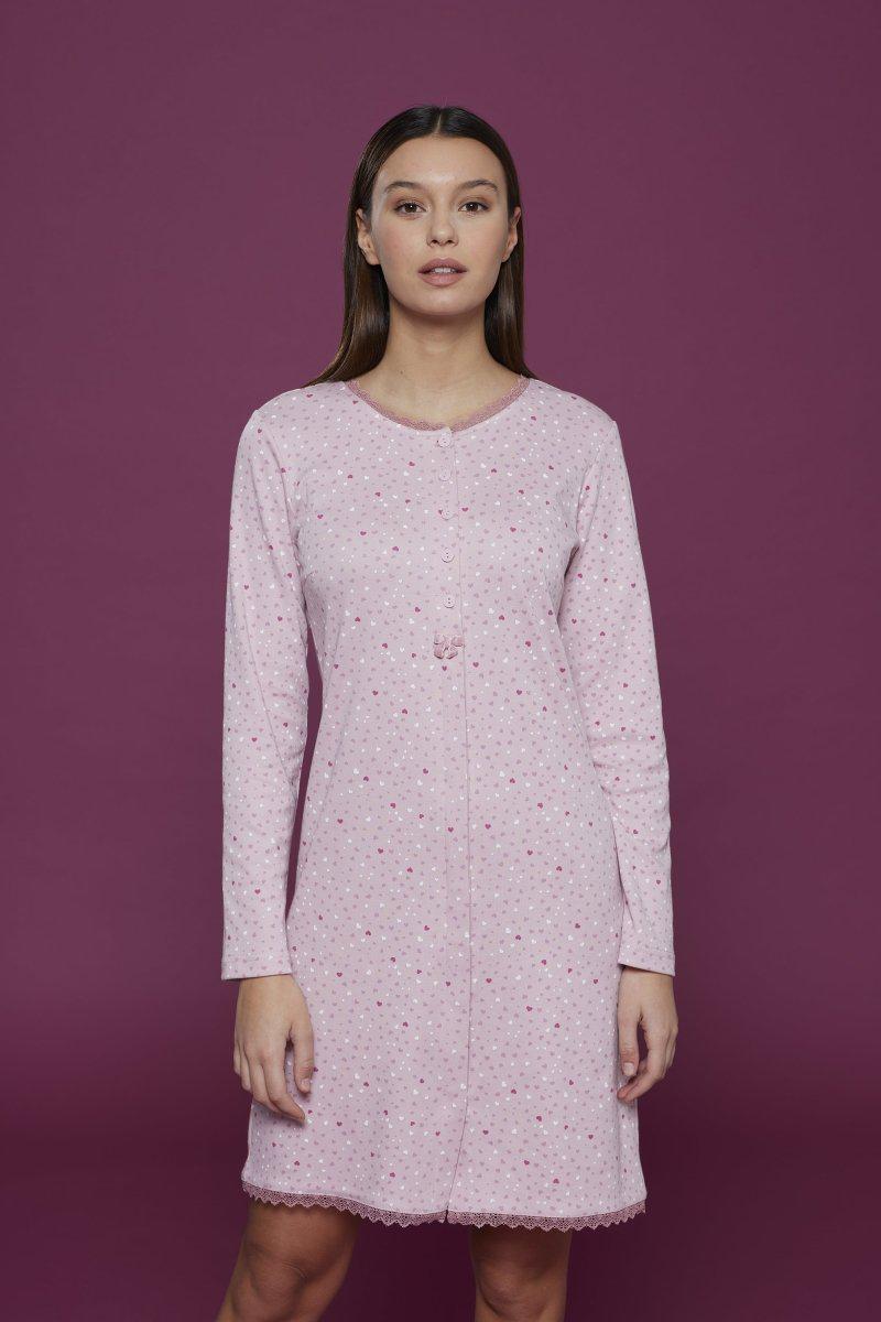 Camicia da notte aperta donna in caldo cotone Noidinotte Cuori LA2668 - Caos Intimo Donna - Uomo - Bambini - Casa - Noidinotte