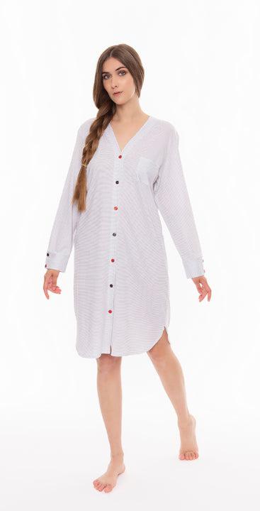 Camicia da notte aperta manica lunga donna Jersey serafino Gary P50102 - Caos Intimo Donna - Uomo - Bambini - Casa - Gary