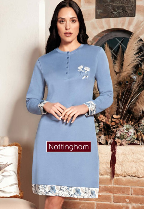 Camicia da notte donna Nottingham serafino caldo cotone interlock PC42196 - Caos Intimo Donna - Uomo - Bambini - Casa - Nottingham