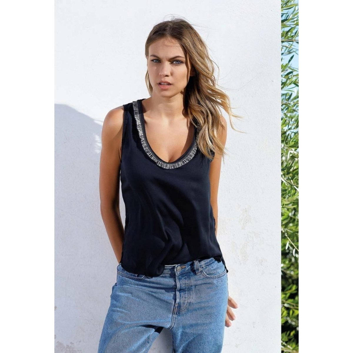 Canotta donna Jadea maglia spalla larga con frange 4945 - Caos Intimo Donna - Uomo - Bambini - Casa - Jadea