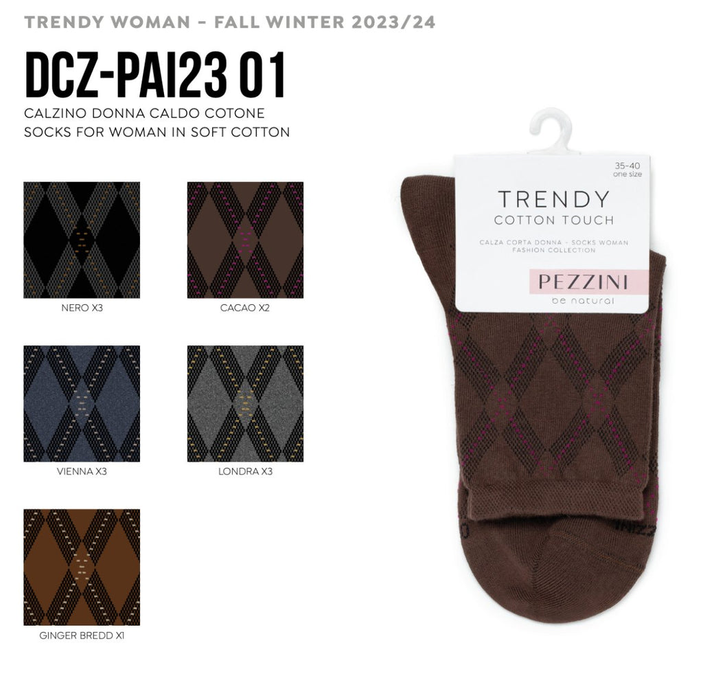 Confezione da 12 paia di calze donna in caldo cotone Pezzini Be Natural Trendy DCZ-PAI2301 - Caos Intimo Donna - Uomo - Bambini - Casa - Pezzini