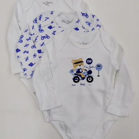 Confezione da 3 body neonato manica lunga Pierre Cardin caldo cotone PCKB3.111 - Caos Intimo Donna - Uomo - Bambini - Casa - Pierre Cardin