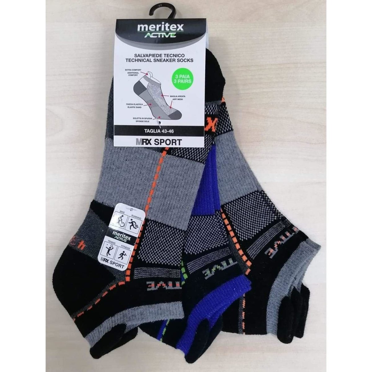 Confezione da 3 paia di calze fitness unisex uomo donna Meritex Active 672 FLASH - Caos Intimo Donna - Uomo - Bambini - Casa - Meritex