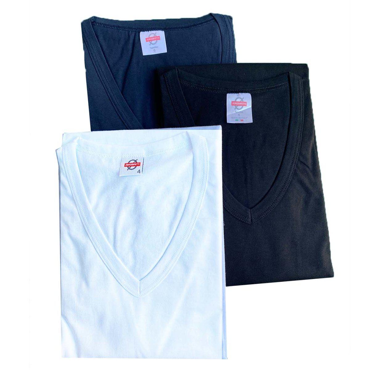 Confezione da 3 pezzi Maglia intima uomo scollo a V 100% cotone Zerodifetti 1001 - Caos Intimo Donna - Uomo - Bambini - Casa - Zerodifetti