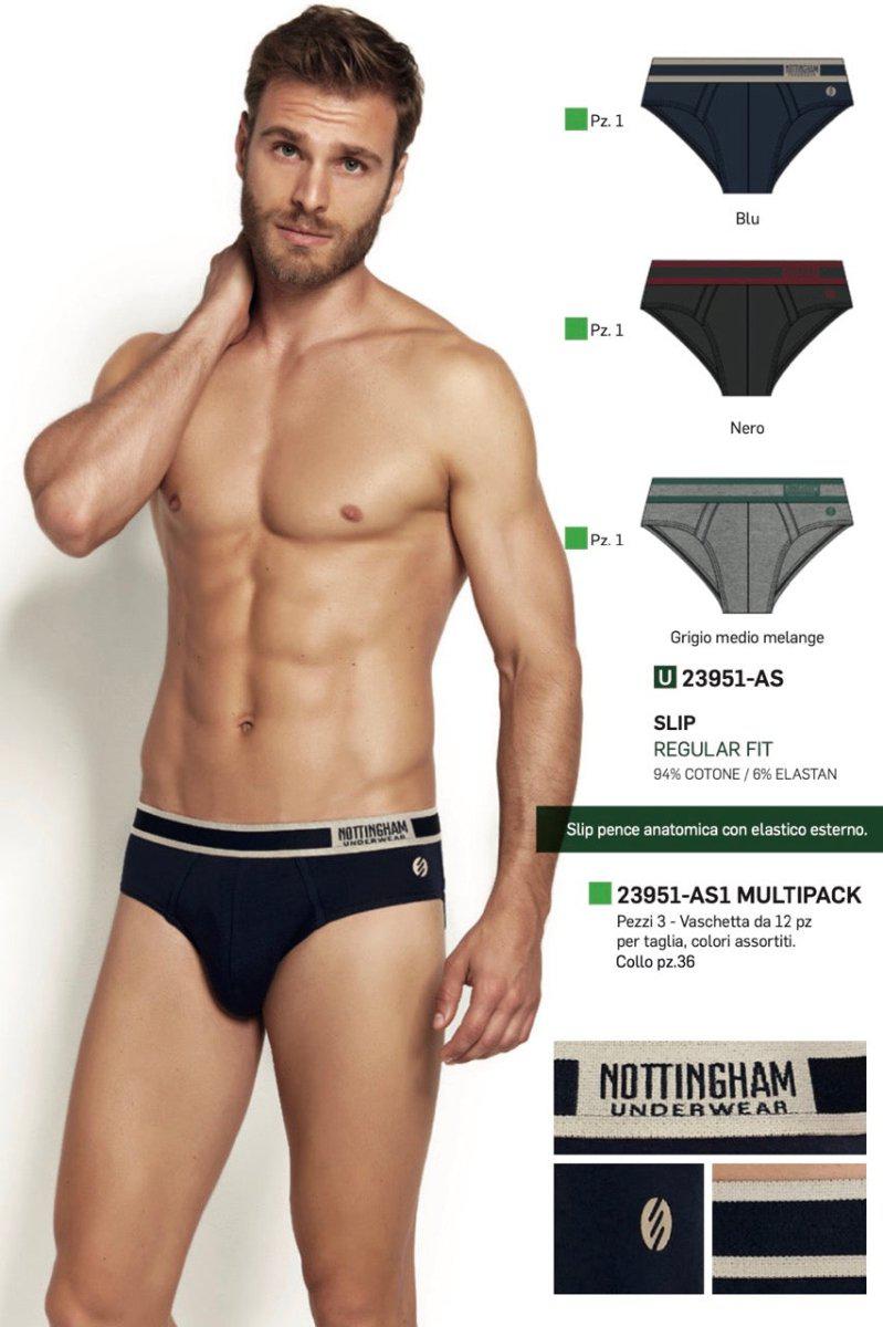 Confezione da 3 slip uomo Nottingham cotone bielastico rasato tinta unita 23951 - Caos Intimo Donna - Uomo - Bambini - Casa - Nottingham