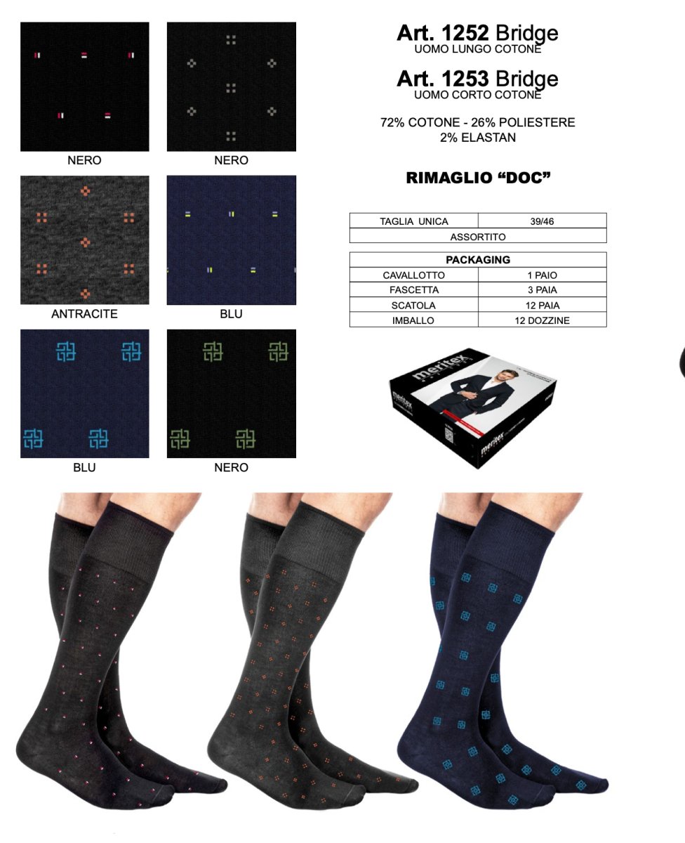Confezione da 6 paia calze corte caldo cotone Meritex 1253 Bridge - Caos Intimo Donna - Uomo - Bambini - Casa - Meritex