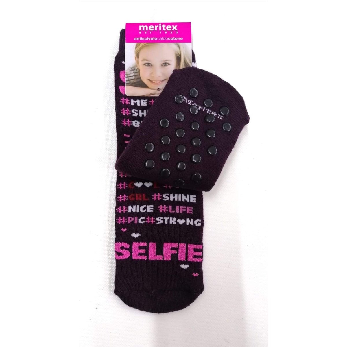Confezione da 6 paia di calze antiscivolo bambina Meritex in caldo cotone 4356 Selfie - Caos Intimo Donna - Uomo - Bambini - Casa - Meritex