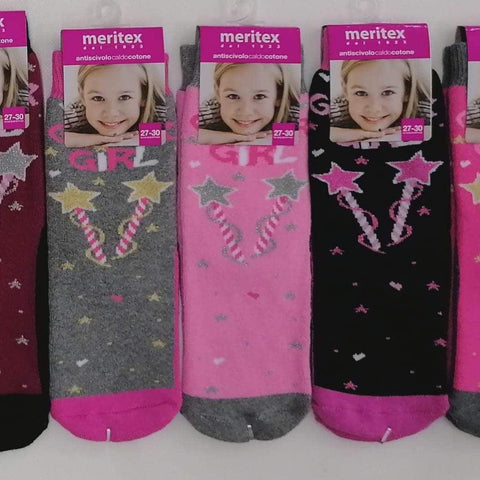 Confezione da 6 paia di calze antiscivolo bambina Meritex in caldo cotone 4357 Glitter - Caos Intimo Donna - Uomo - Bambini - Casa - Meritex