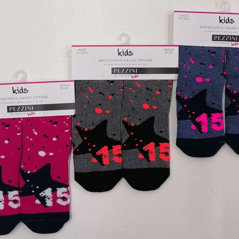 Confezione da 6 paia di calze antiscivolo bambina Pezzini Kid's in caldo cotone GBS-PAI211801 - Caos Intimo Donna - Uomo - Bambini - Casa - Pezzini