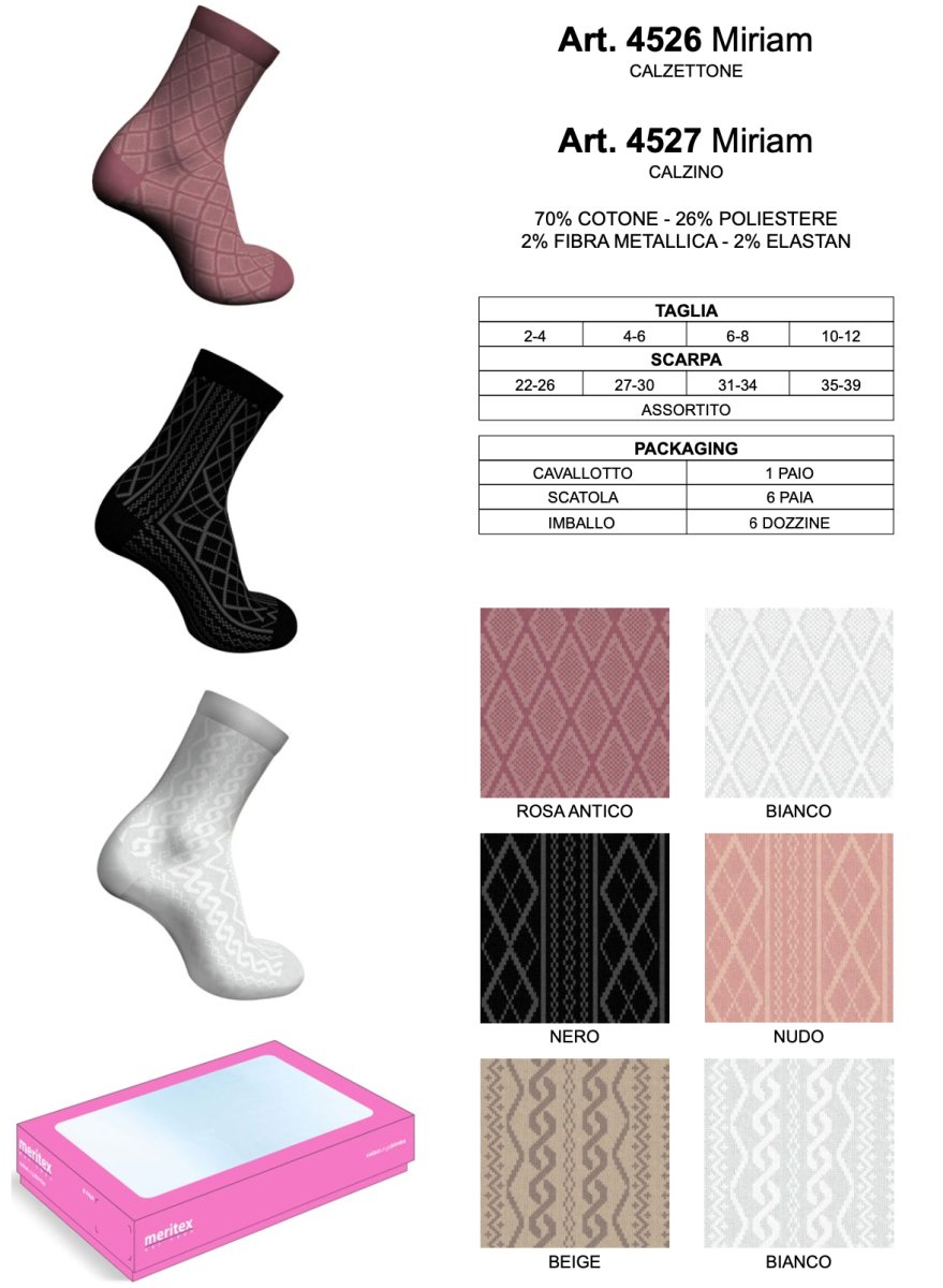 Confezione da 6 paia di calze bambina corte Meritex caldo cotone 4527 Miriam - Caos Intimo Donna - Uomo - Bambini - Casa - Meritex