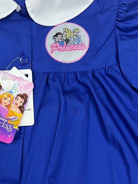 Grembiule scuola elementare blu bambina Disney ricamo Principesse Made in Italy G203