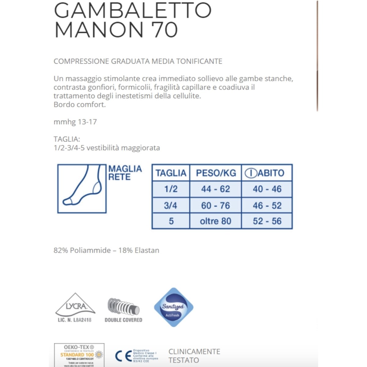 Gambaletto donna riposante Manon Cabifi 70 den compressione media - Caos Intimo Donna - Uomo - Bambini - Casa - Cabifi