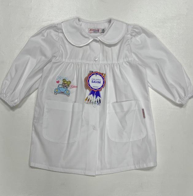 Grembiule asilo bambina con abbottonatura centrale Ambrosino ricamo Let's go O304
