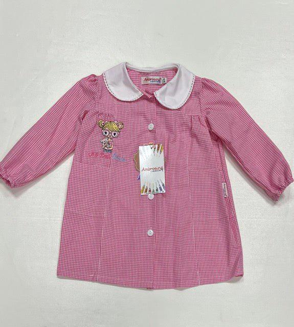 Grembiule asilo bambina con abbottonatura centrale Ambrosino ricamo My best friend O309