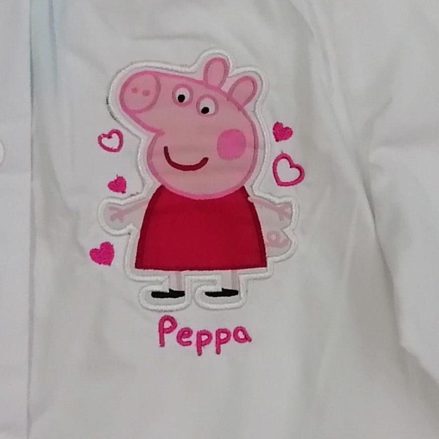 Grembiule asilo bambina con abbottonatura centrale Disney ricamo Peppa EN6158