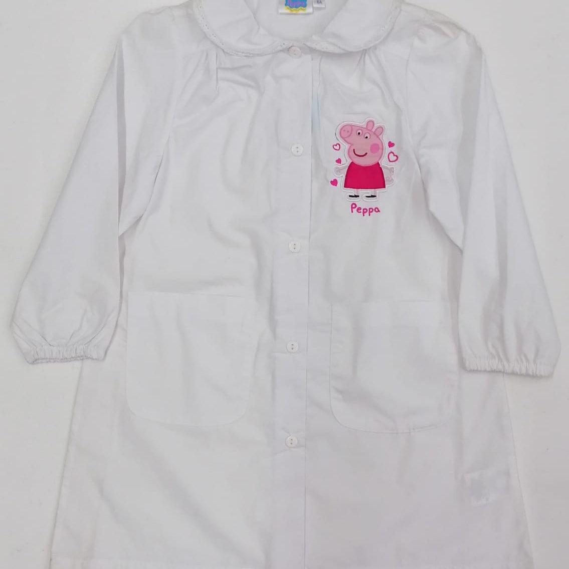 Grembiule asilo bambina con abbottonatura centrale Disney ricamo Peppa EN6158