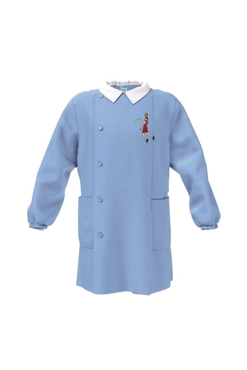 Grembiule celeste scuola elementare bambino Siggi Made in Italy ricamo Basket 3785