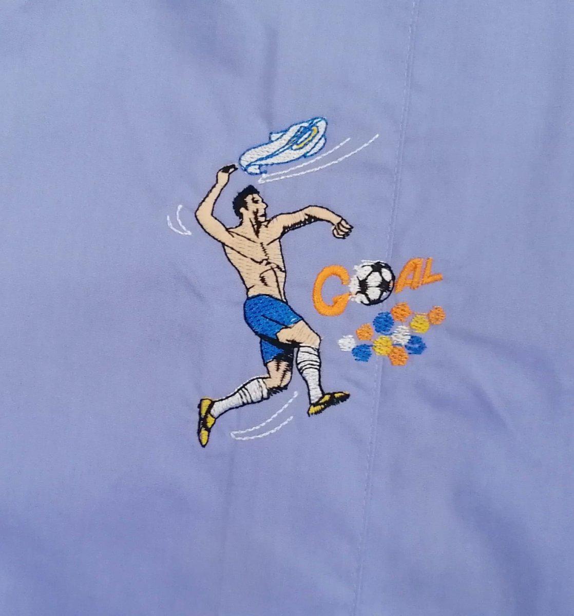 Grembiule celeste scuola elementare bambino Siggi Made in Italy ricamo Goal 3788