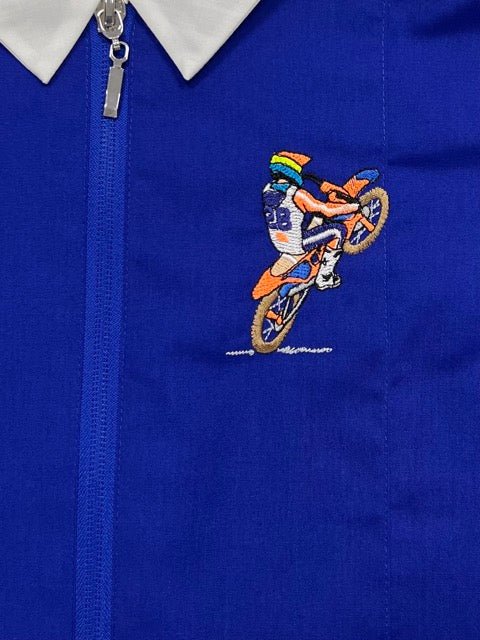 Grembiule con zip scuola elementare blu bambino Siggi Made in Italy ricamo Motocross 3938 - Caos Intimo Donna - Uomo - Bambini - Casa - Siggi