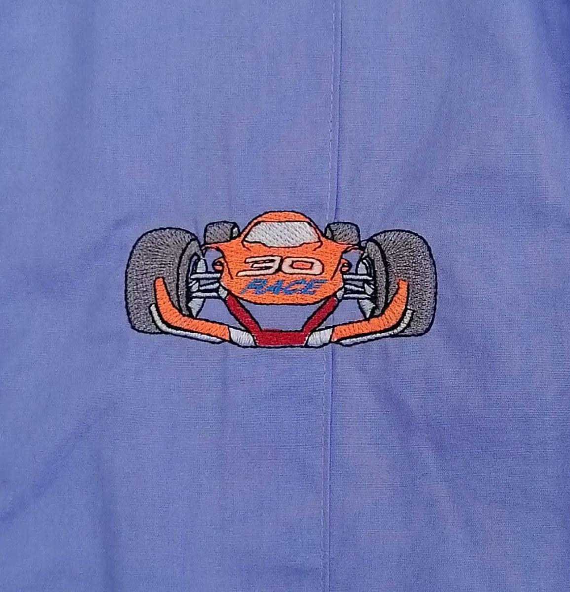 Grembiule con zip scuola elementare celeste bambino Siggi Made in Italy ricamo Race 3800