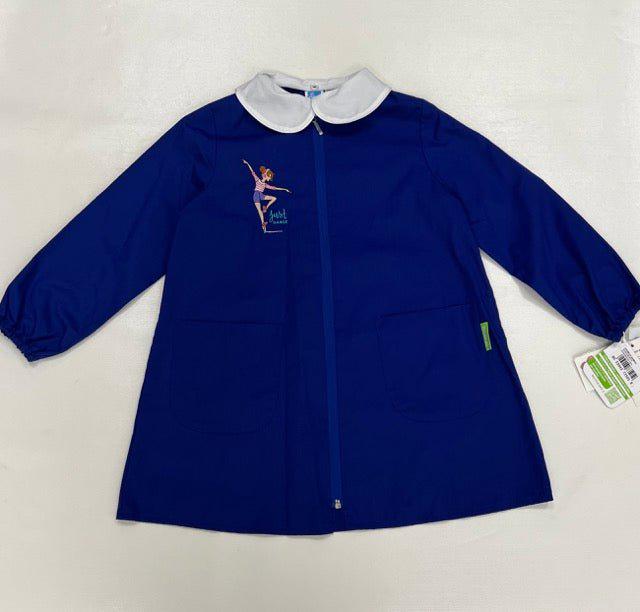 Grembiule scuola elementare blu bambina con zip Siggi Made in Italy collezione green Dance 3954