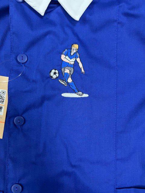 Grembiule scuola elementare blu bambino Nazareno Gabrielli Made in Italy ricamo Calcio 0804
