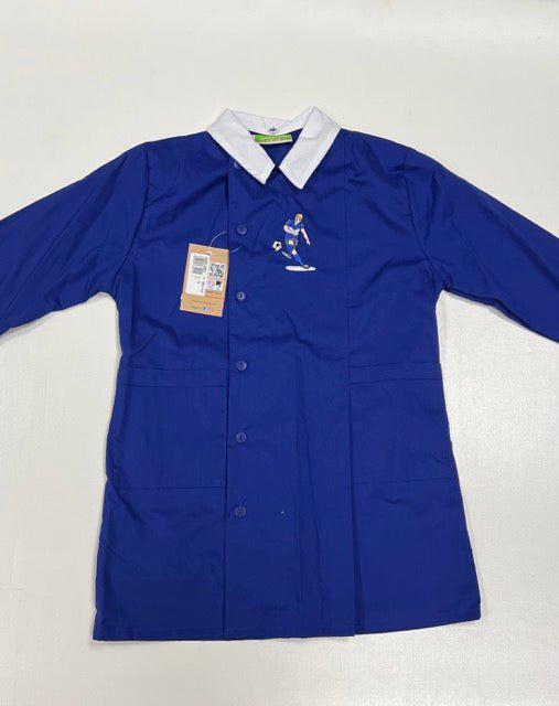 Grembiule scuola elementare blu bambino Nazareno Gabrielli Made in Italy ricamo Calcio 0804