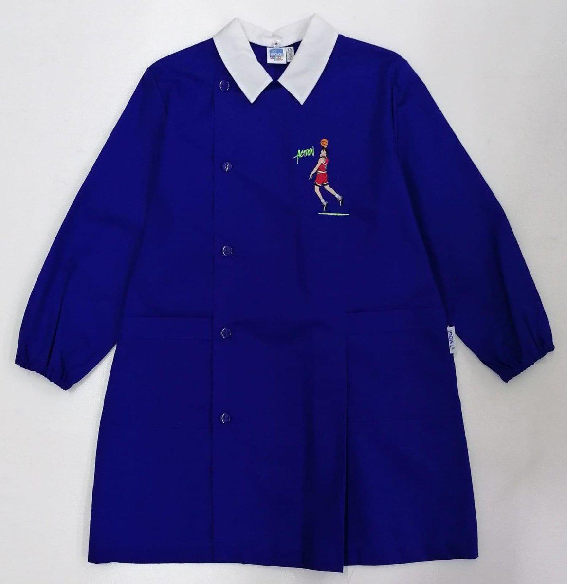 Grembiule scuola elementare blu bambino Siggi Made in Italy ricamo Basket 3785