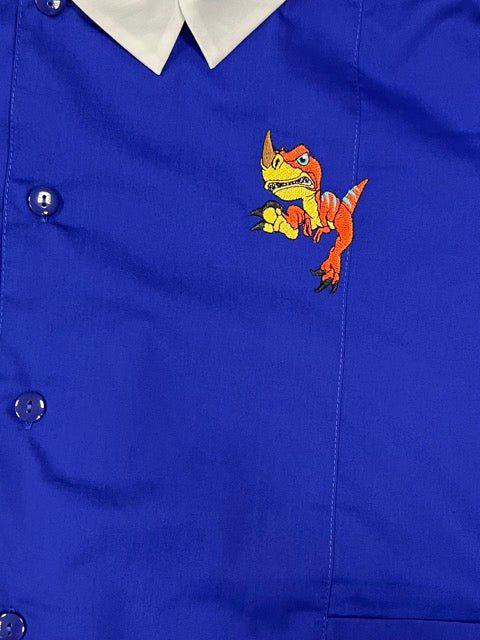 Grembiule scuola elementare blu bambino Siggi Made in Italy ricamo Dinosauro 3928