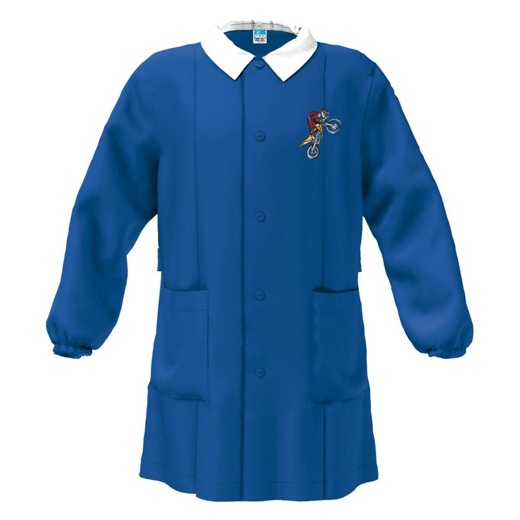 Grembiule scuola elementare blu bambino Siggi Made in Italy ricamo Motocross 3796