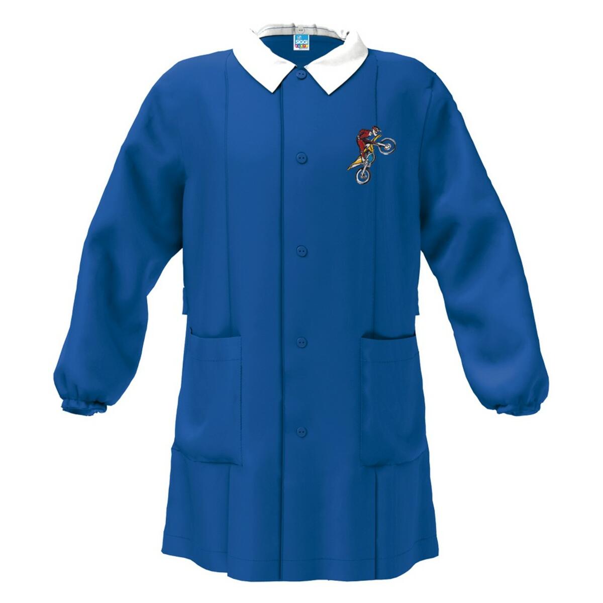 Grembiule scuola elementare blu bambino Siggi Made in Italy ricamo Motocross 3796