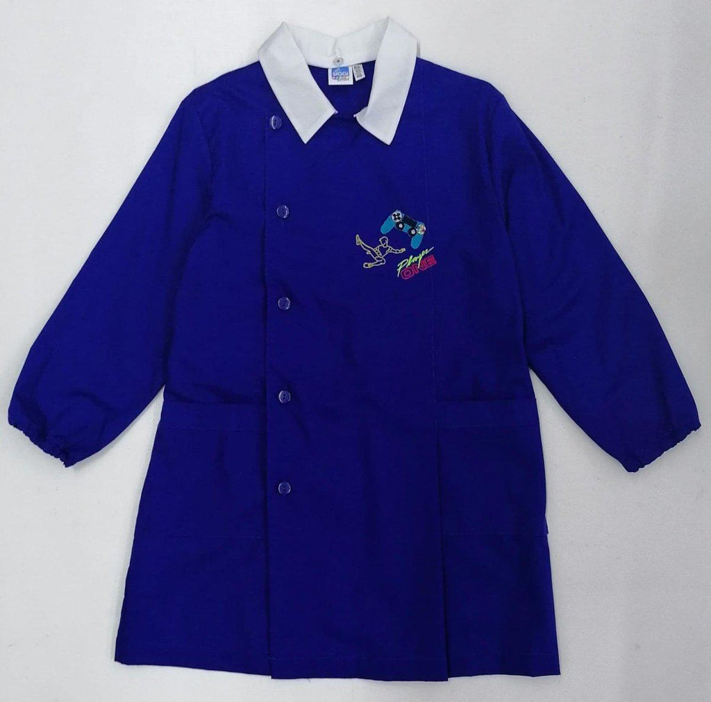Grembiule scuola elementare blu bambino Siggi Made in Italy ricamo Player One 3786