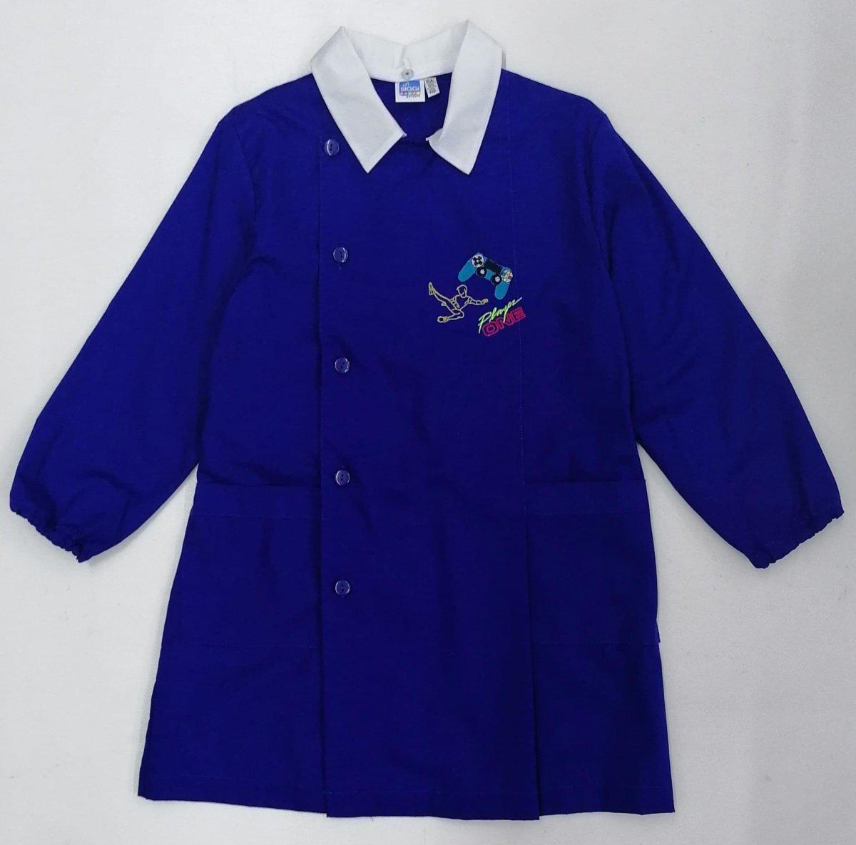 Grembiule scuola elementare blu bambino Siggi Made in Italy ricamo Player One 3786
