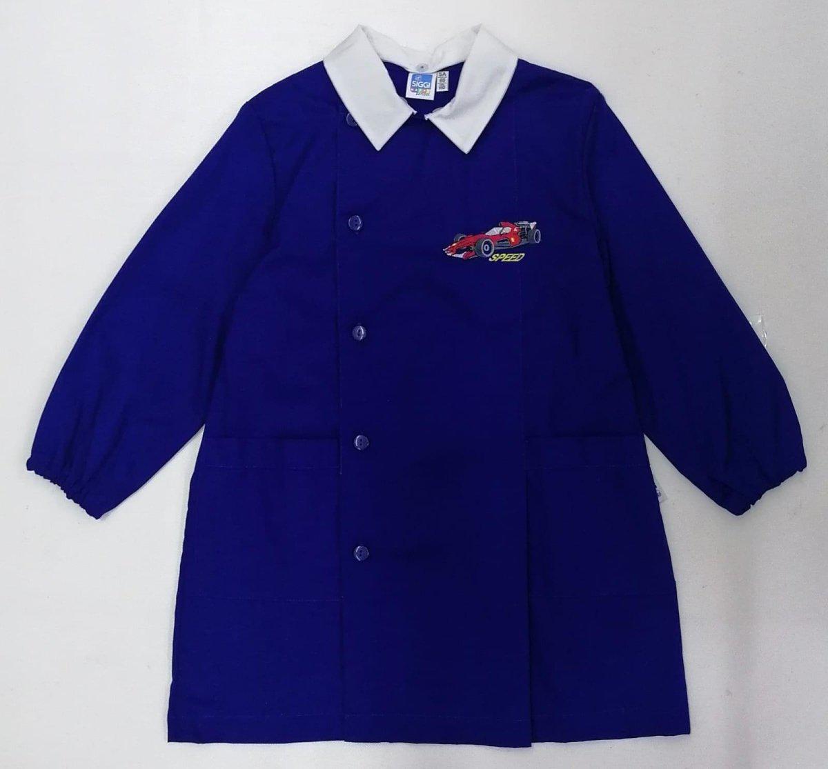 Grembiule scuola elementare blu bambino Siggi Made in Italy ricamo Speed 3789