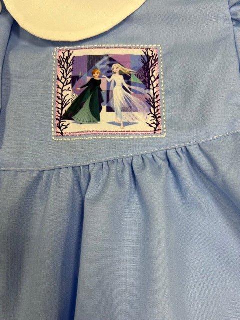 Grembiule scuola elementare celeste bambina Disney ricamo Frozen Made in Italy G202
