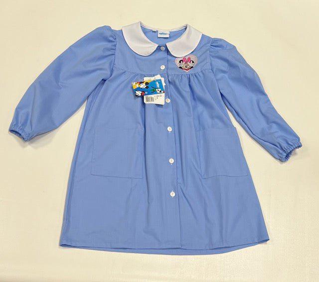 Grembiule scuola elementare celeste bambina Disney ricamo Minnie Made in Italy G204