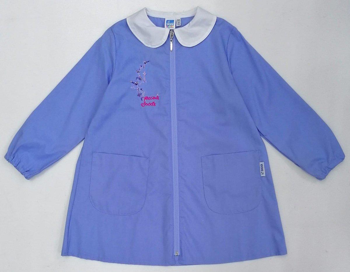 Grembiule scuola elementare celeste bambina Siggi Made in Italy ricamo Jewels con zip 3777