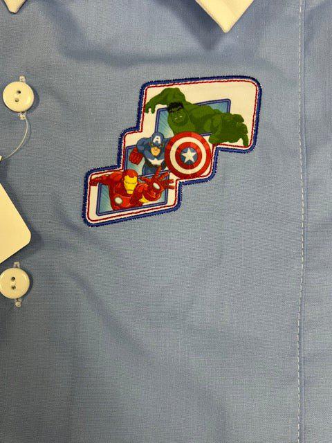 Grembiule scuola elementare celeste bambino Marvel Avengers Made in Italy G505