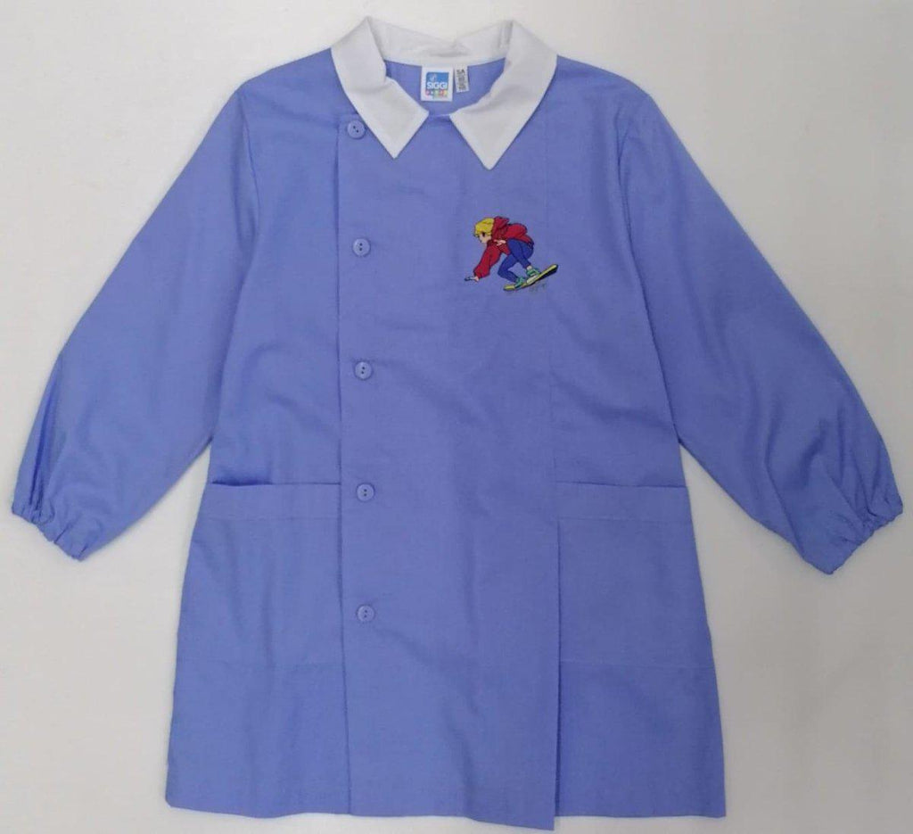 Grembiule scuola elementare celeste bambino Siggi Made in Italy ricamo Skate 3787
