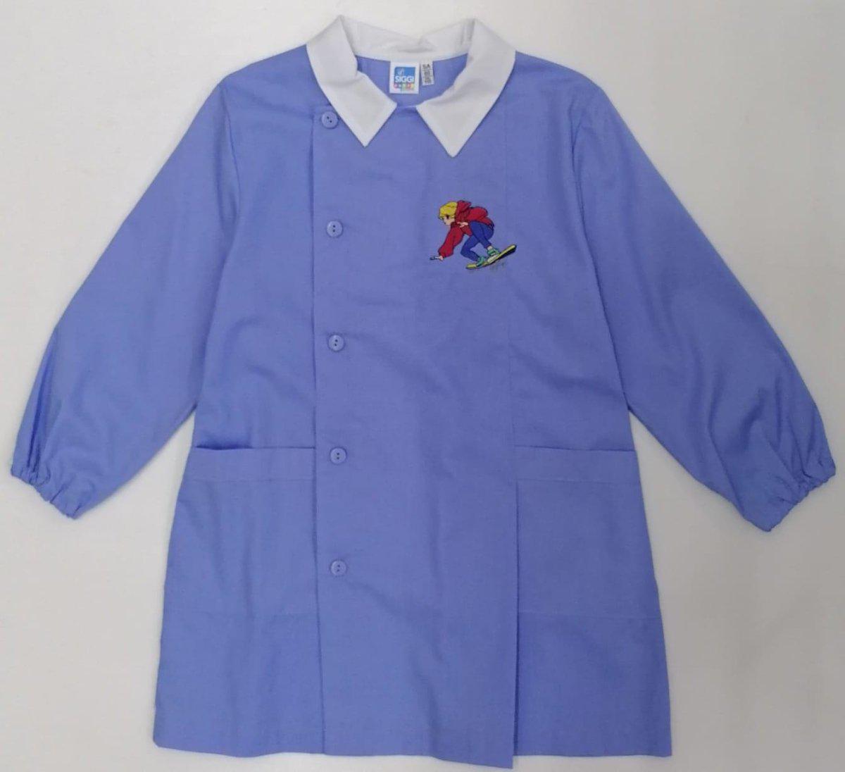 Grembiule scuola elementare celeste bambino Siggi Made in Italy ricamo Skate 3787
