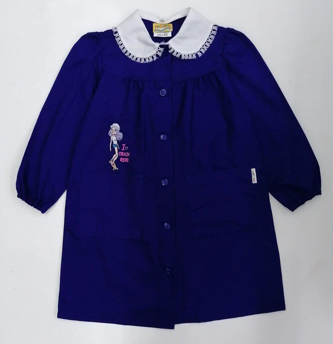 Grembiule scuola elementare Mariano bambina con abbottonatura centrale ricamo Crazy MN818