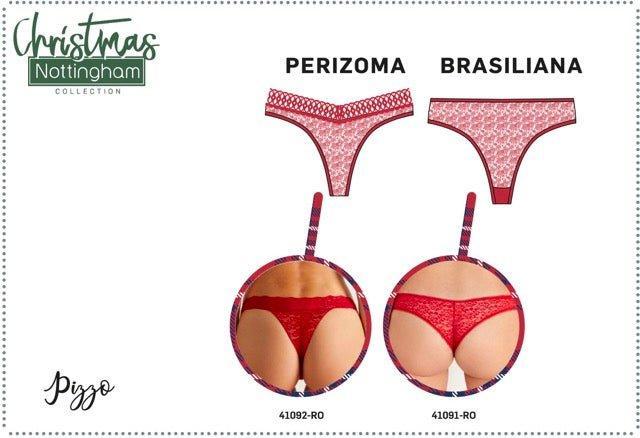 Perizoma rosso donna Nottingham cotone pizzo 41092 - Caos Intimo Donna - Uomo - Bambini - Casa - Nottingham