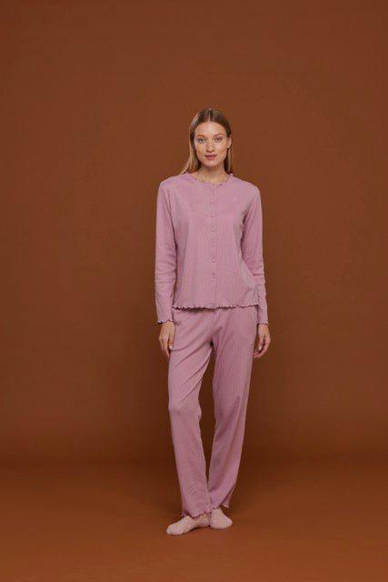 Pigiama aperto donna in caldo cotone a costina Noidinotte Camilla FA8365 - Caos Intimo Donna - Uomo - Bambini - Casa - Noidinotte