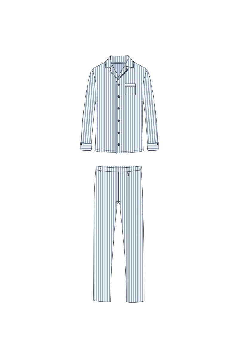 Pigiama aperto uomo puro cotone Noidinotte Rigato FC2449AB - Caos Intimo Donna - Uomo - Bambini - Casa - Noidinotte