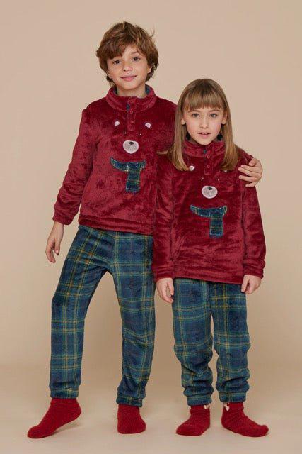 Pigiama bambina/o collo alto coral Family Match Noidinotte Bear Xmas FE2311 - Caos Intimo Donna - Uomo - Bambini - Casa - Noidinotte