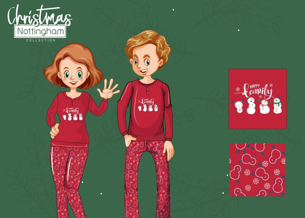 Pigiama bambino Natale Nottingham caldo cotone interlock PG41050R - Caos Intimo Donna - Uomo - Bambini - Casa - Nottingham